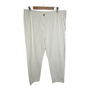 Eileen Fisher Organic Cotton Tapered Ankle Pants Ivory Size XL Pockets